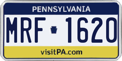 PA license plate MRF1620