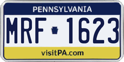 PA license plate MRF1623