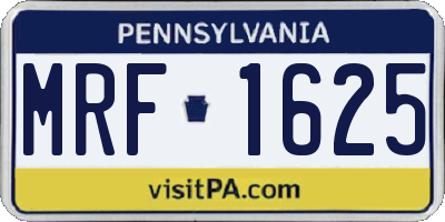 PA license plate MRF1625