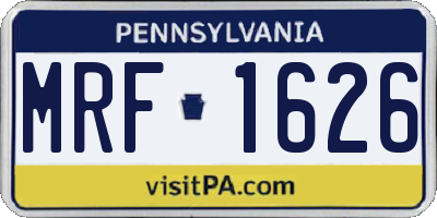 PA license plate MRF1626