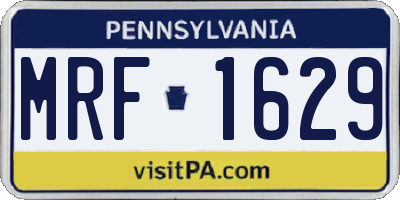 PA license plate MRF1629