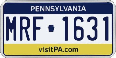 PA license plate MRF1631