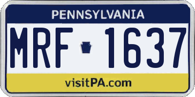 PA license plate MRF1637