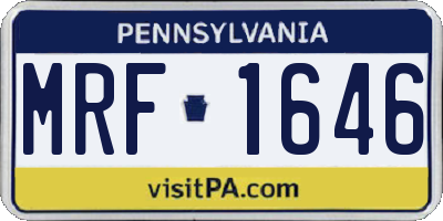 PA license plate MRF1646