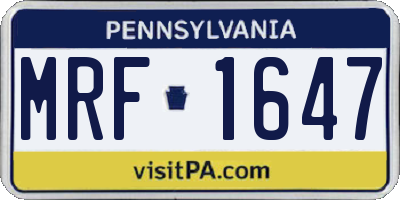 PA license plate MRF1647
