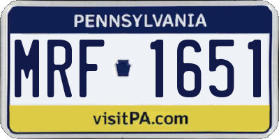 PA license plate MRF1651