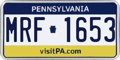 PA license plate MRF1653