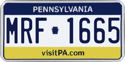 PA license plate MRF1665