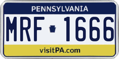 PA license plate MRF1666
