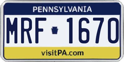 PA license plate MRF1670