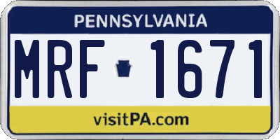 PA license plate MRF1671