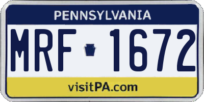 PA license plate MRF1672