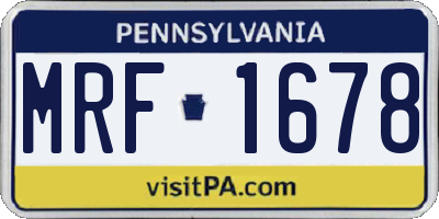 PA license plate MRF1678