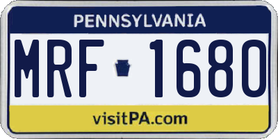 PA license plate MRF1680
