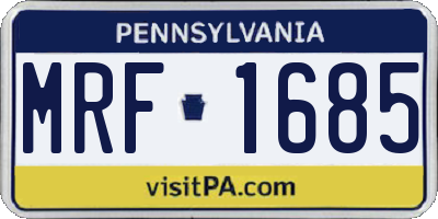 PA license plate MRF1685