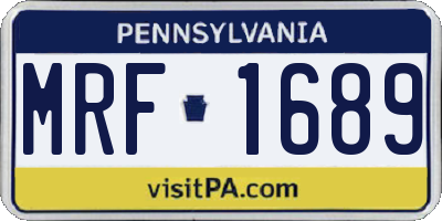 PA license plate MRF1689
