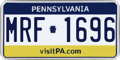 PA license plate MRF1696