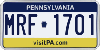 PA license plate MRF1701