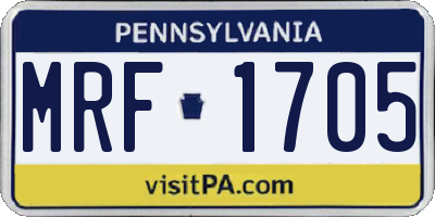 PA license plate MRF1705
