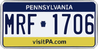 PA license plate MRF1706