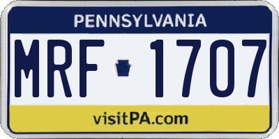 PA license plate MRF1707