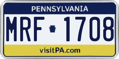 PA license plate MRF1708