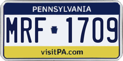 PA license plate MRF1709