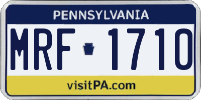 PA license plate MRF1710