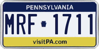 PA license plate MRF1711