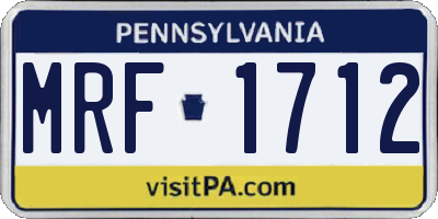 PA license plate MRF1712