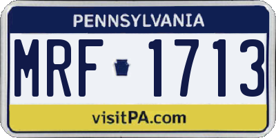 PA license plate MRF1713