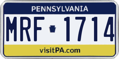 PA license plate MRF1714