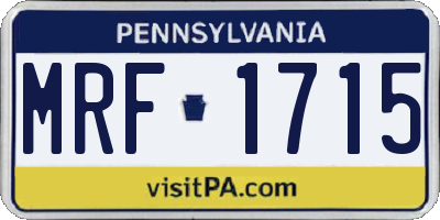 PA license plate MRF1715