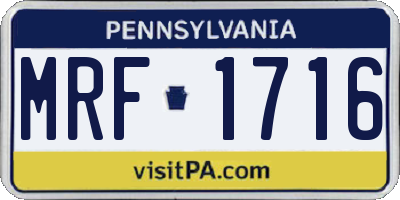 PA license plate MRF1716