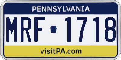 PA license plate MRF1718