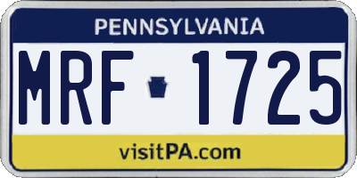 PA license plate MRF1725