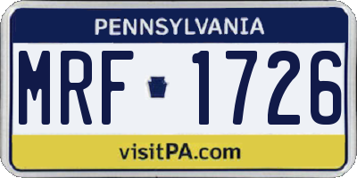 PA license plate MRF1726