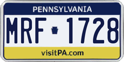 PA license plate MRF1728