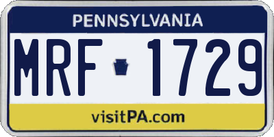 PA license plate MRF1729