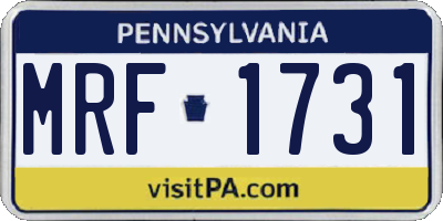 PA license plate MRF1731