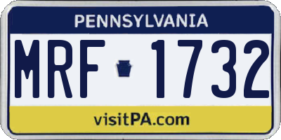 PA license plate MRF1732