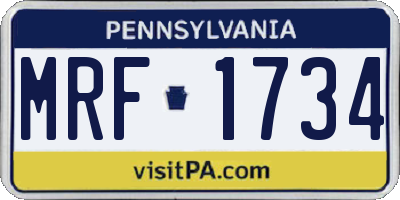 PA license plate MRF1734