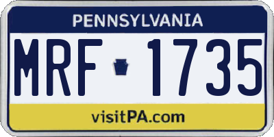 PA license plate MRF1735