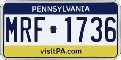 PA license plate MRF1736