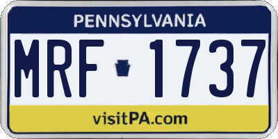 PA license plate MRF1737