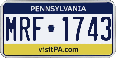 PA license plate MRF1743