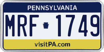PA license plate MRF1749