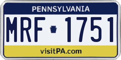 PA license plate MRF1751