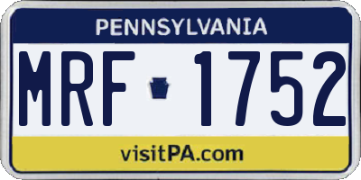 PA license plate MRF1752