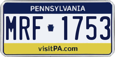PA license plate MRF1753